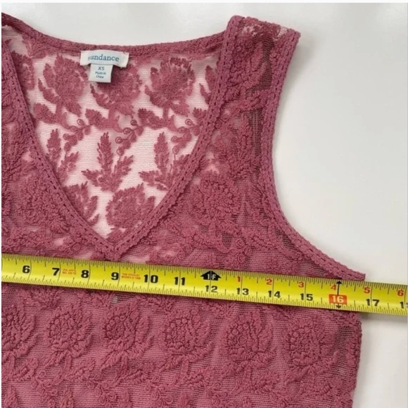 Sundance Kellie Dusty Pink Mauve V-neck Lace Sleeveless Tank (Size: XS) - Picture 8 of 9